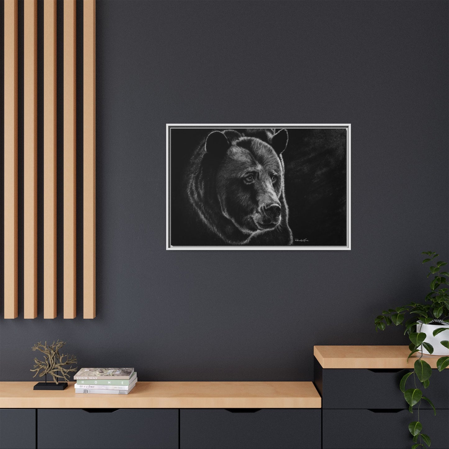 Dominance, Bear Portrait Stretched Framed Matte Canvas Print