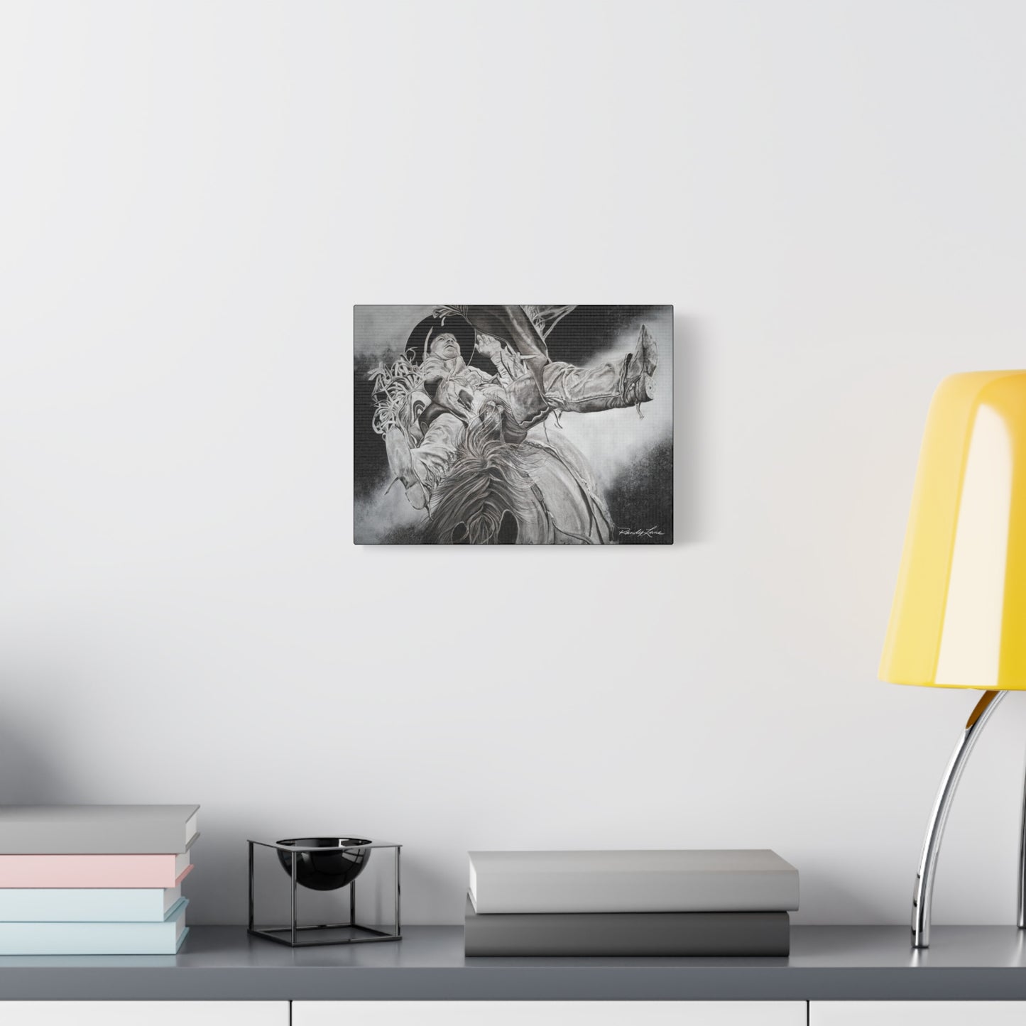 Battle Tested, Rodeo Bareback Rider Painting, Stretched Matte Canvas Print