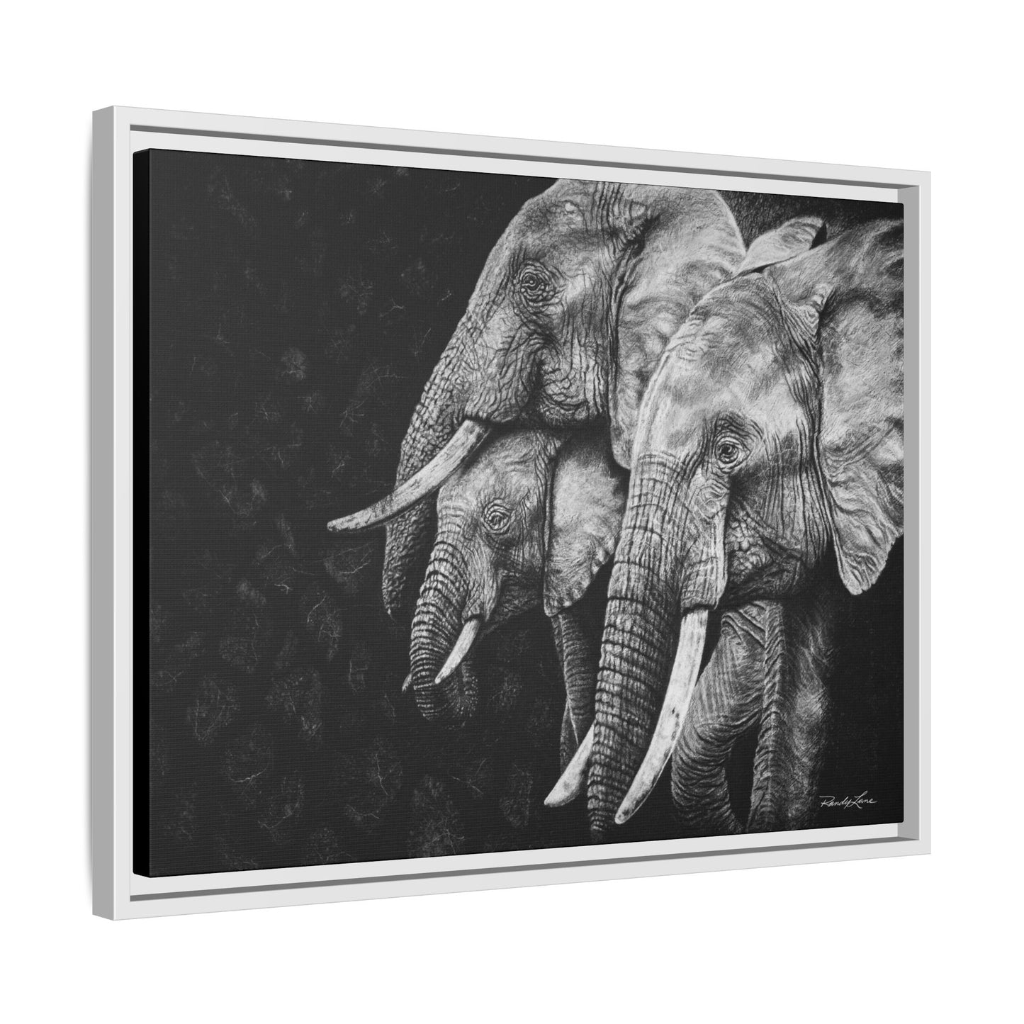 Brushland Bond. Elephant Art Framed Stretched Matte Canvas Print