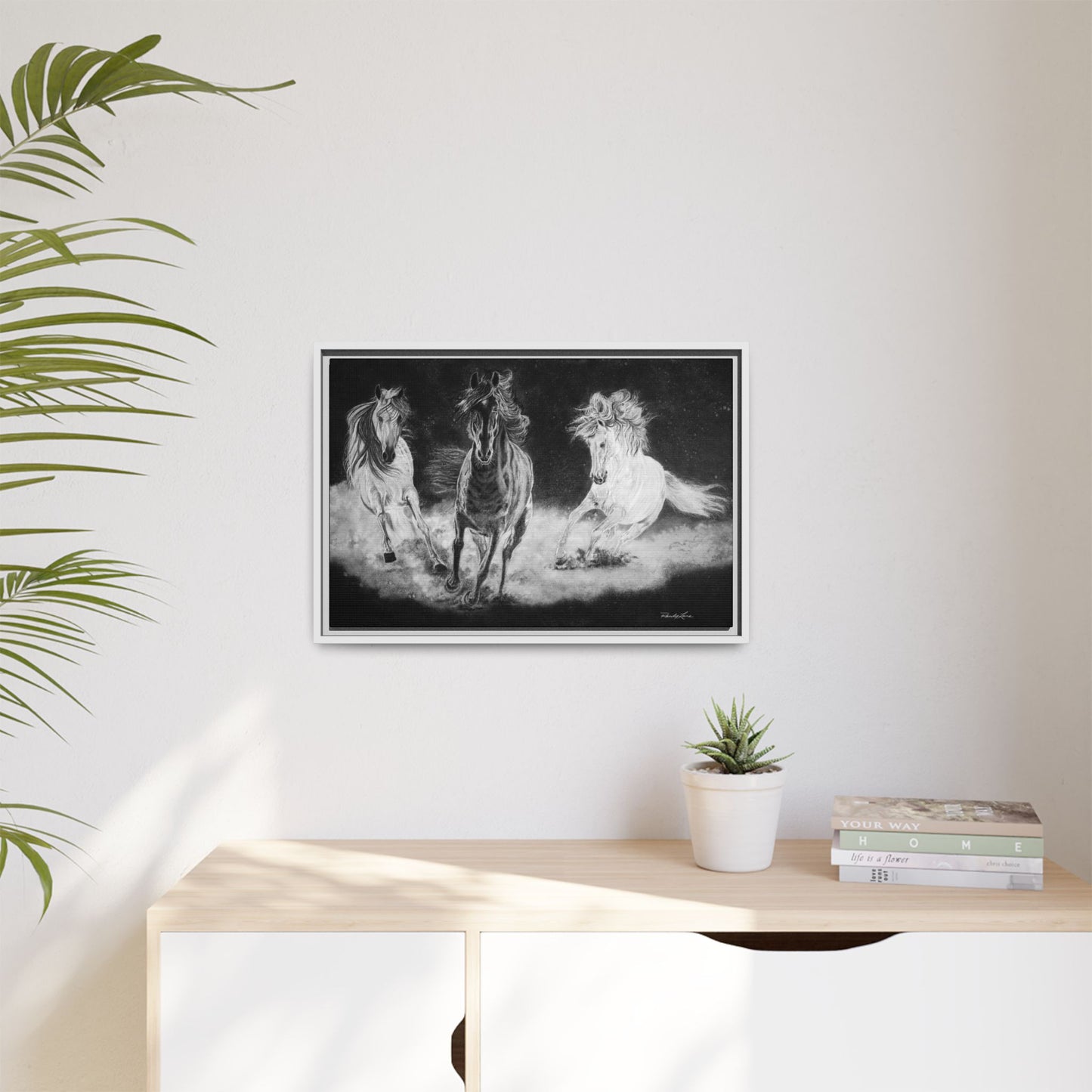 Midnight Run. Framed Stretched Matte Canvas Fine Art Horse Print