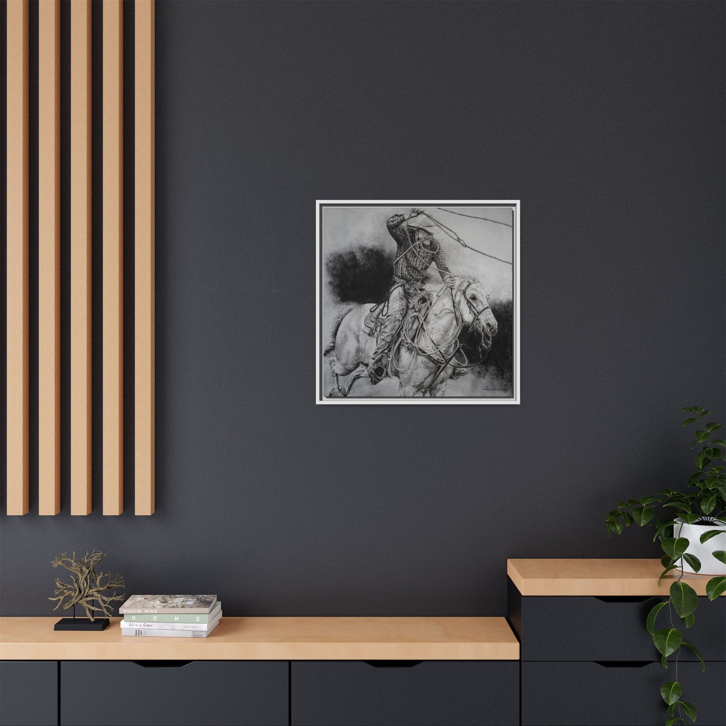 Let it Fly, Rodeo Tie-down Roper Painting, Matte Framed Stretched Canvas