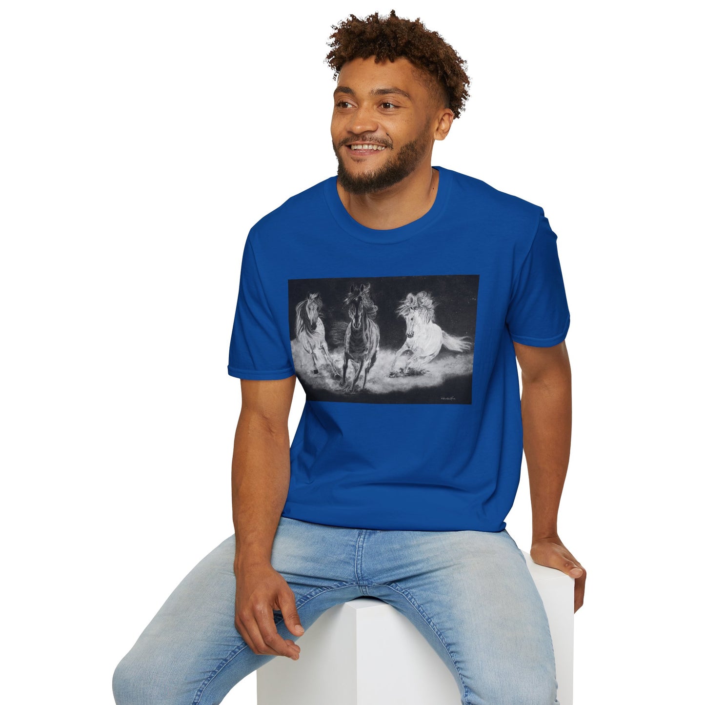 Midnight Run. Horse Graphic Unisex T-Shirt, Soft Cotton Shirt