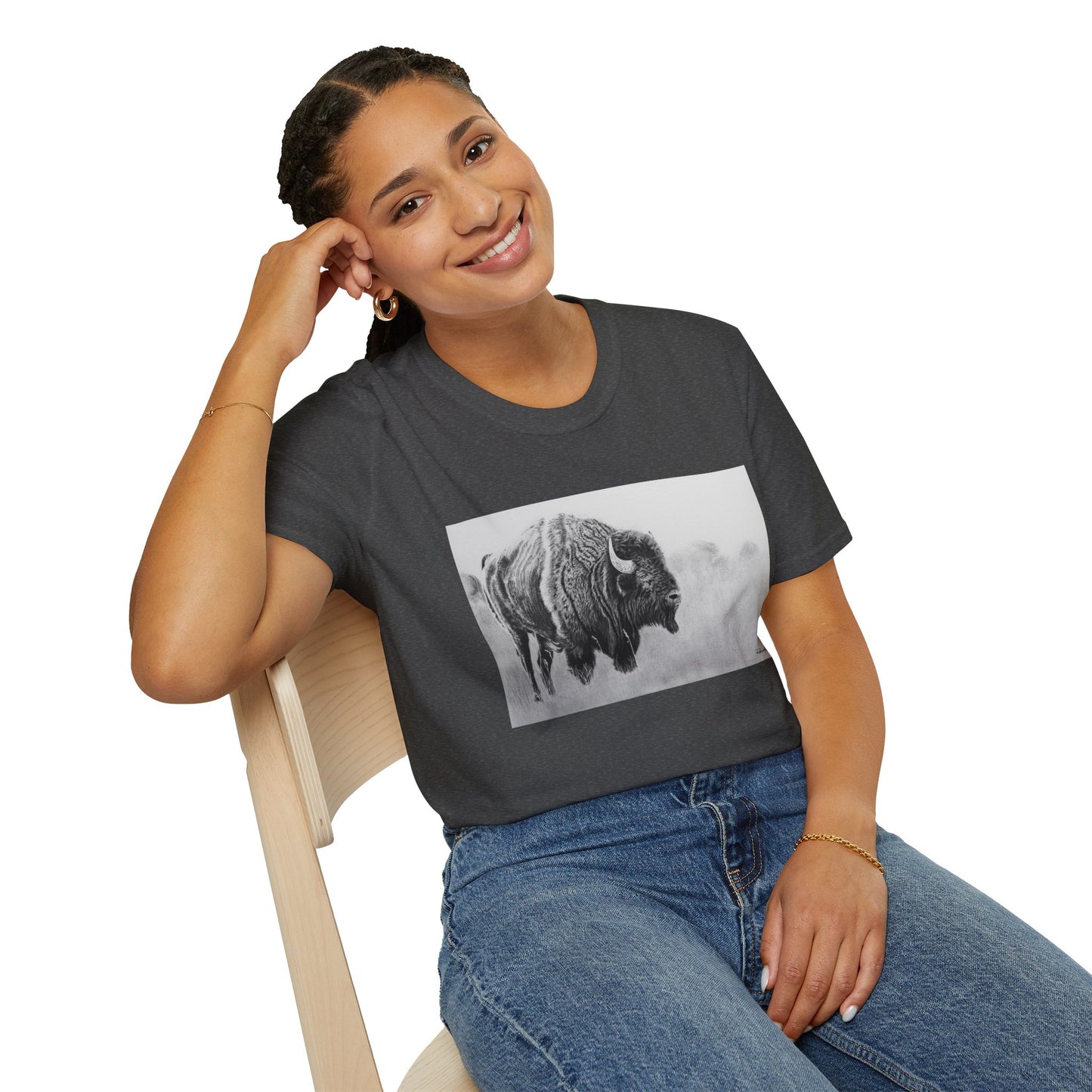 Prairie Bison, Bison Painting T-Shirt — Buffalo Wildlife Tee