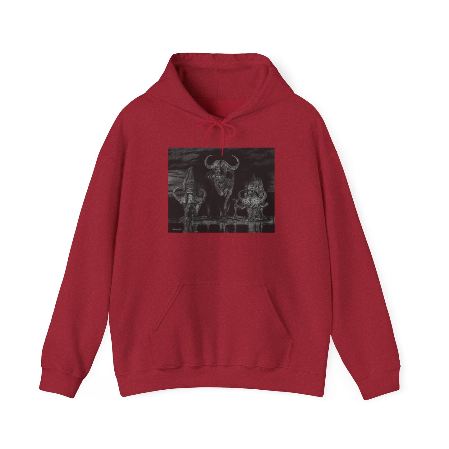 The Waterhole, Cape Buffalo theme Unisex Hooded Sweatshirt