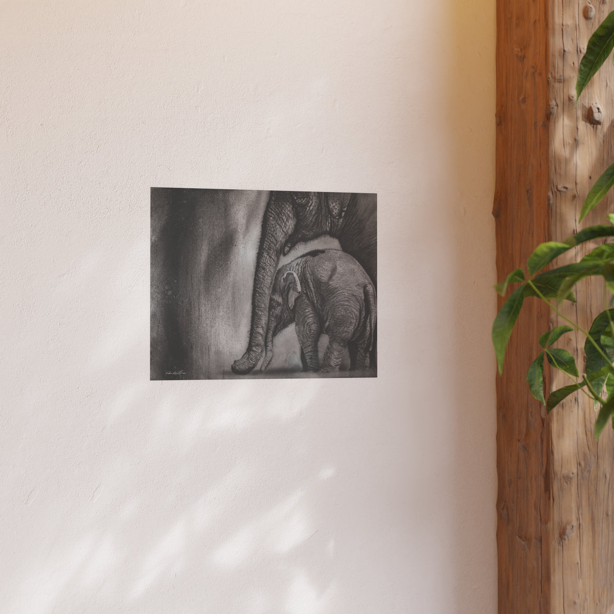Trunks of Love, Elephant Mother & Calf Fine Art Print (Satin/Matte)