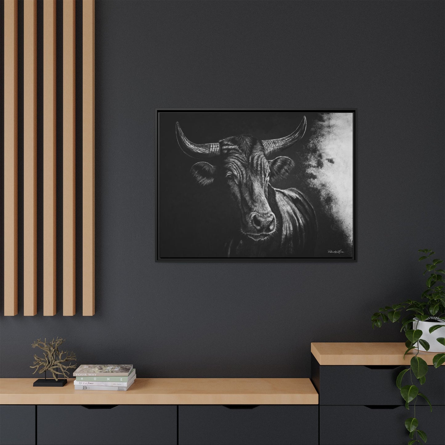 Stonebreaker. Bucking Bull Framed Stretch Matte Canvas Print