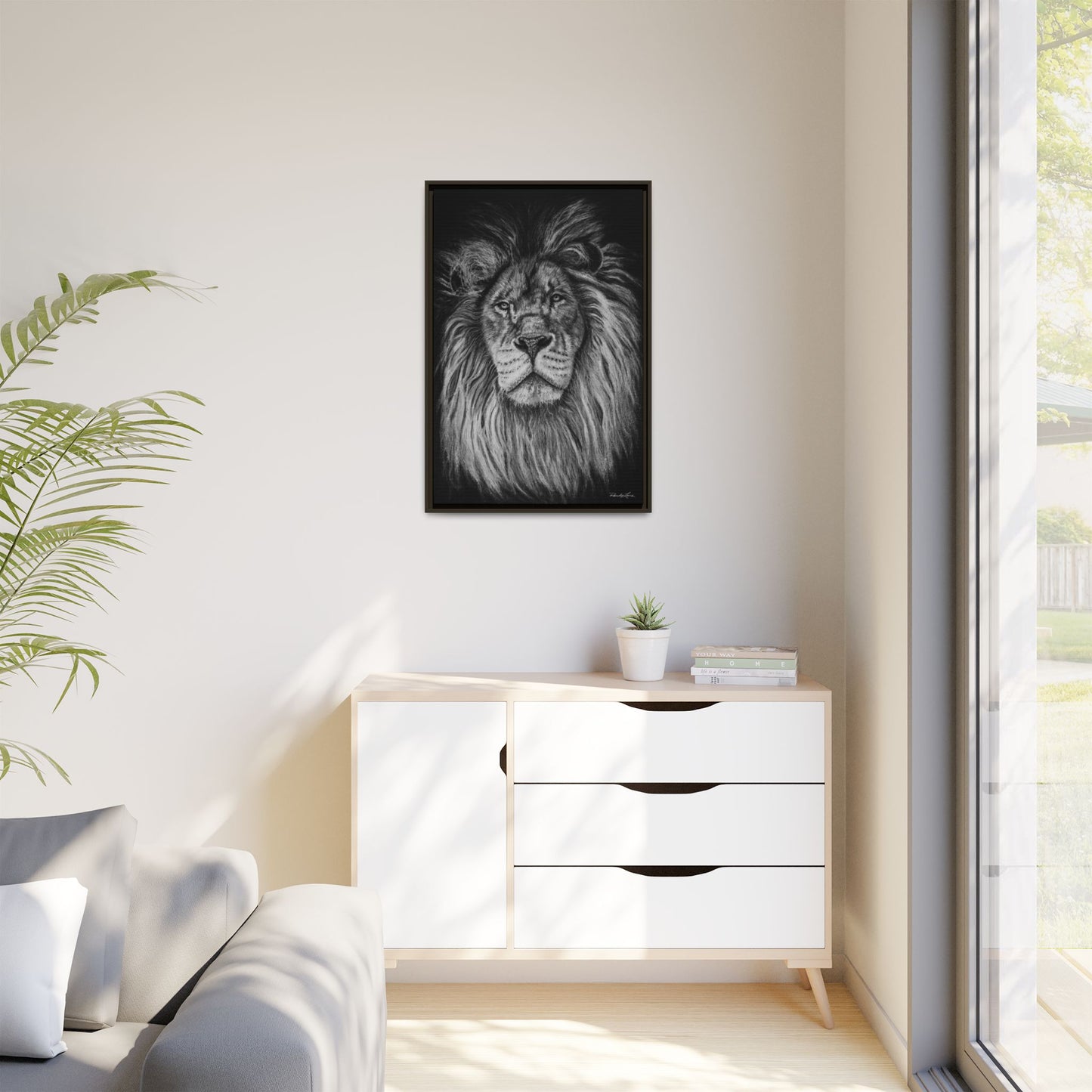 The Mane Event, Matte Canvas Lion Prints, Framed (Multi-color)