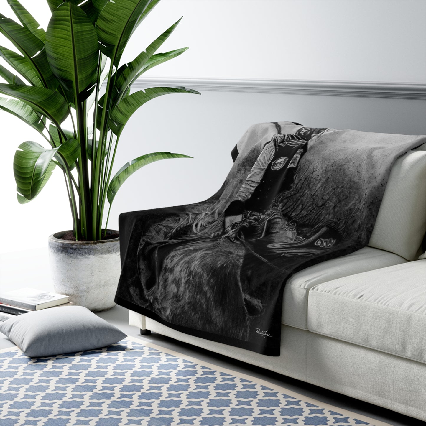 Gettin Frosty. Bull Rider Cozy Sherpa Fleece Blanket