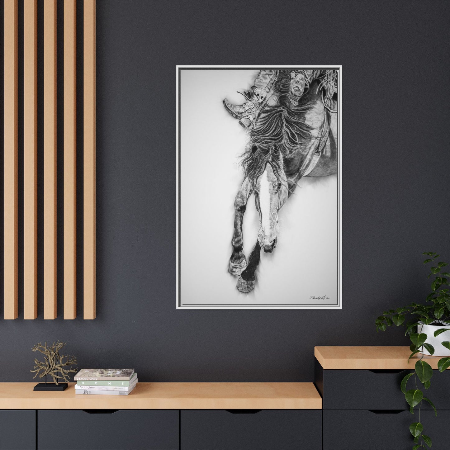 Crazy 8. Framed Stretched Matte Canvas Rodeo Art Print