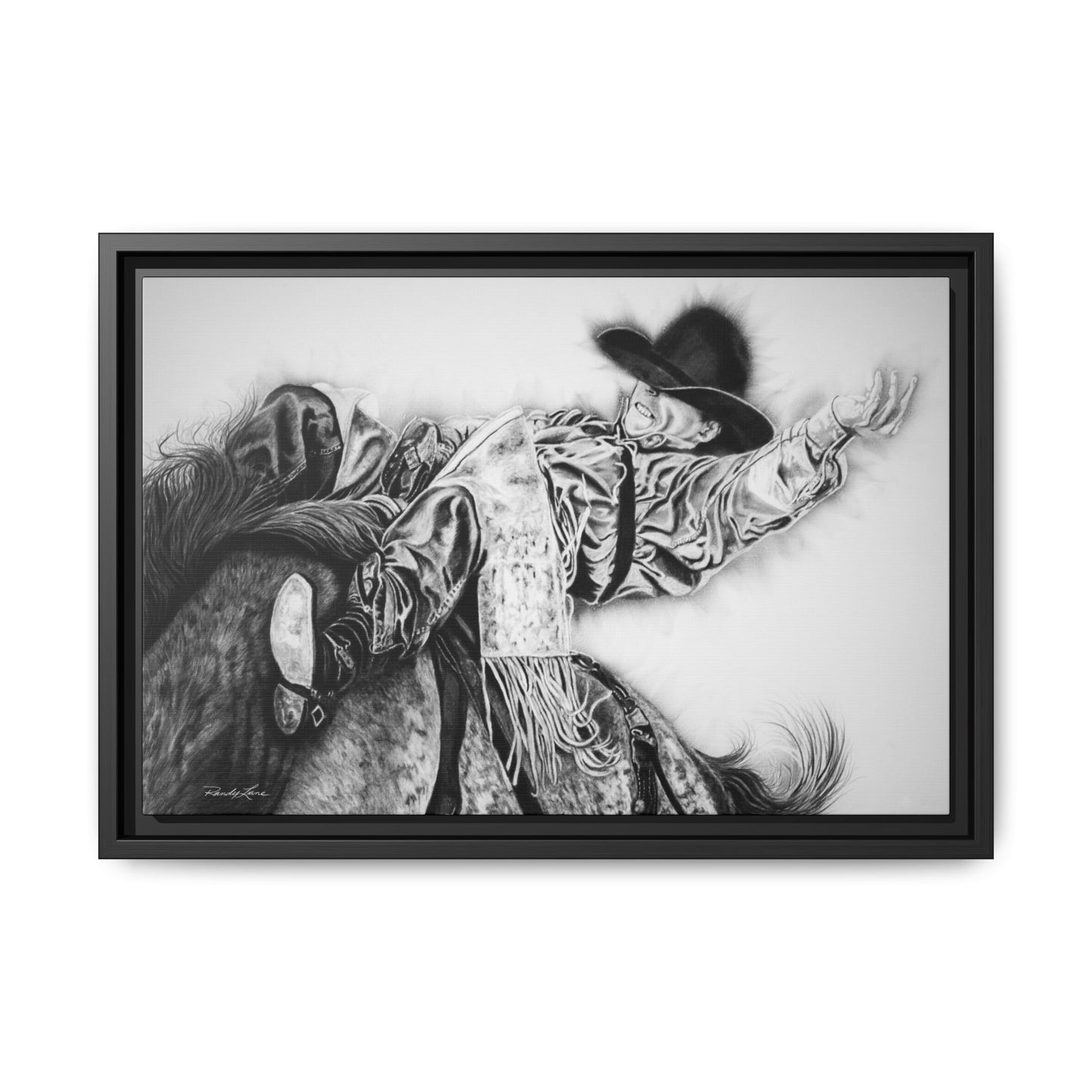 Go Time. Stretched Matte Canvas Framed Rodeo Art Print