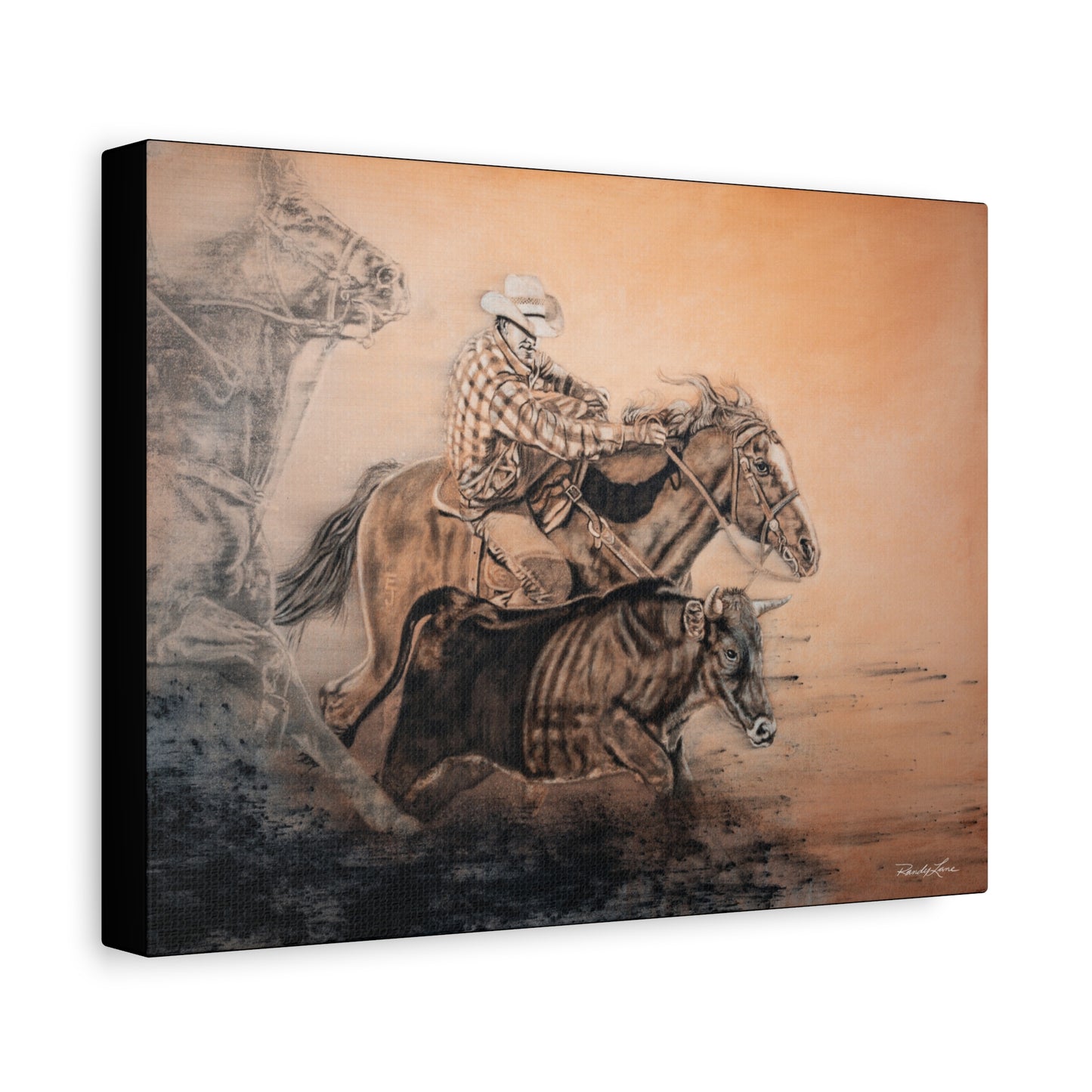 Get Some. Bulldogging Art Stretched Matte Canvas Print