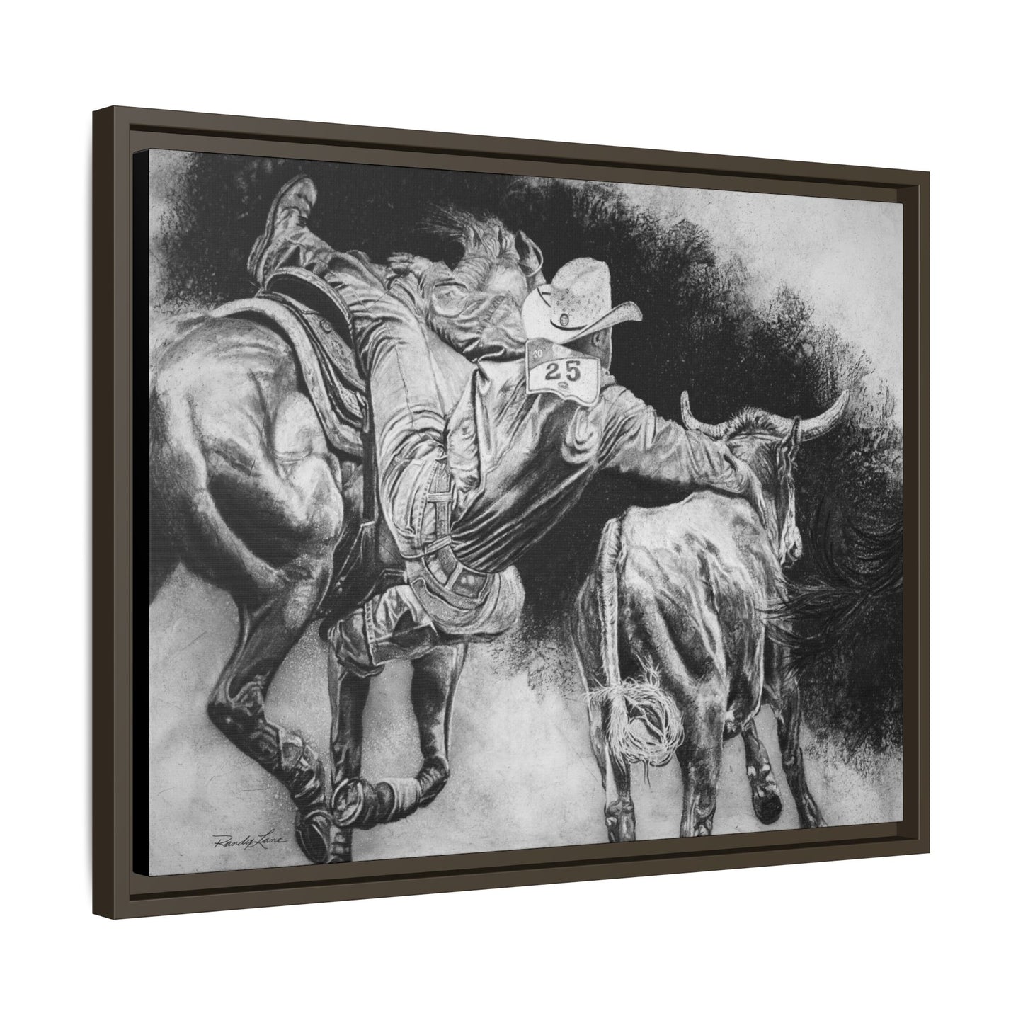 Contact. Cowboy Bulldogger Rodeo Art Framed Stretched Canvas Art