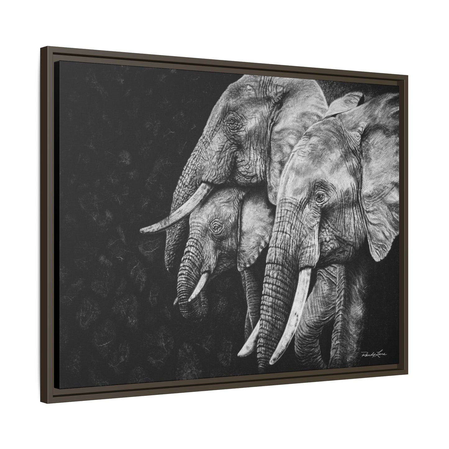 Brushland Bond. Elephant Art Framed Stretched Matte Canvas Print