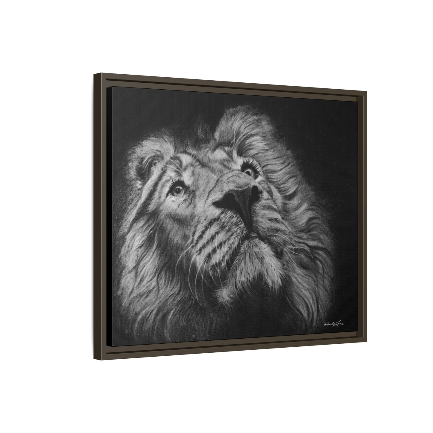 Renown, Framed Lion Canvas Art Print