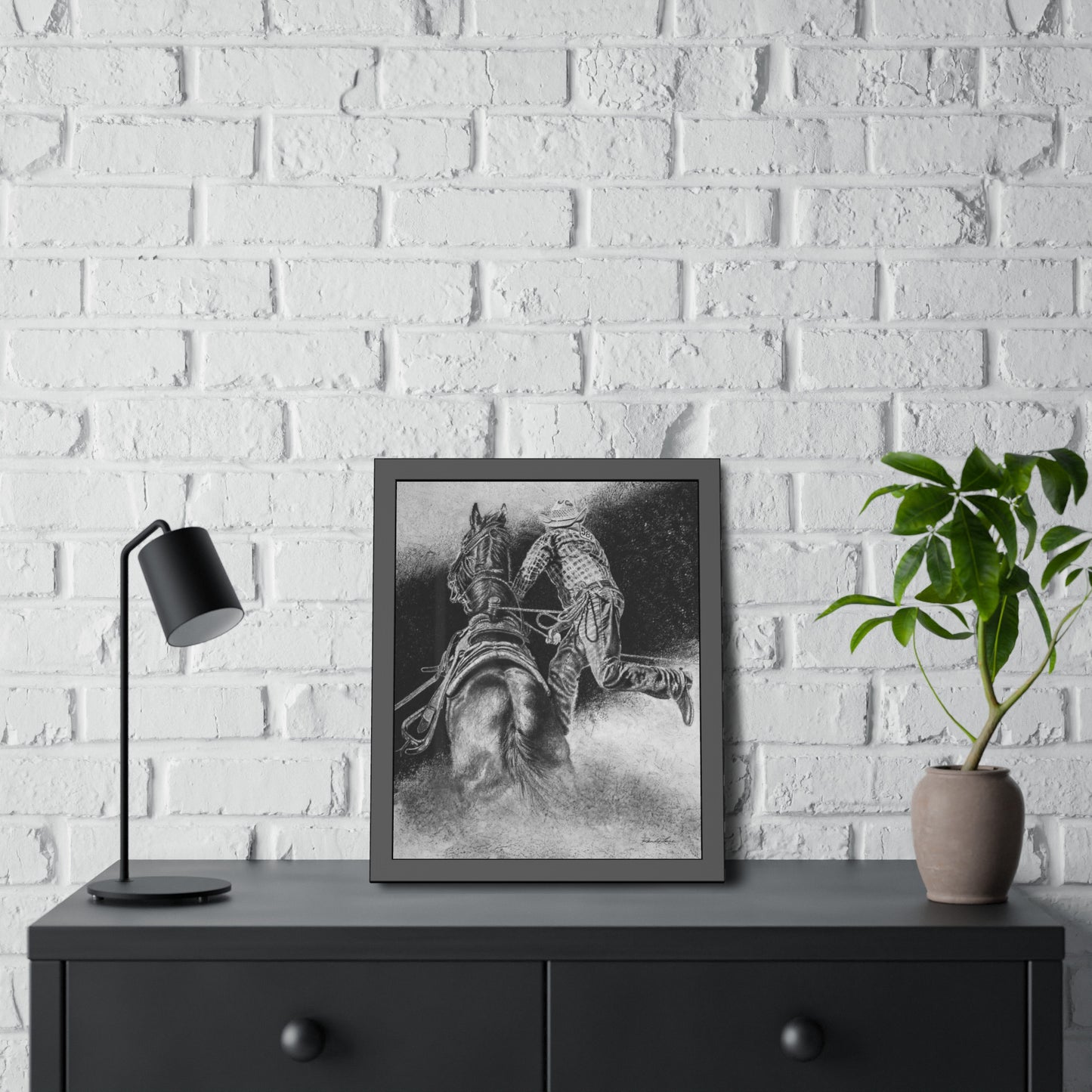 The Dismount. Steer Roper Framed Fine Art Print