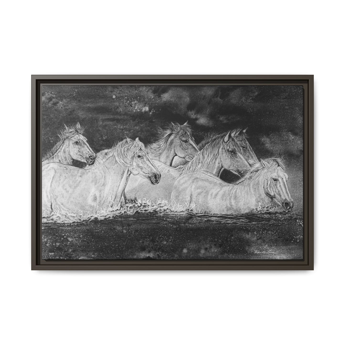 Night Swim, Framed Horse Canvas Art