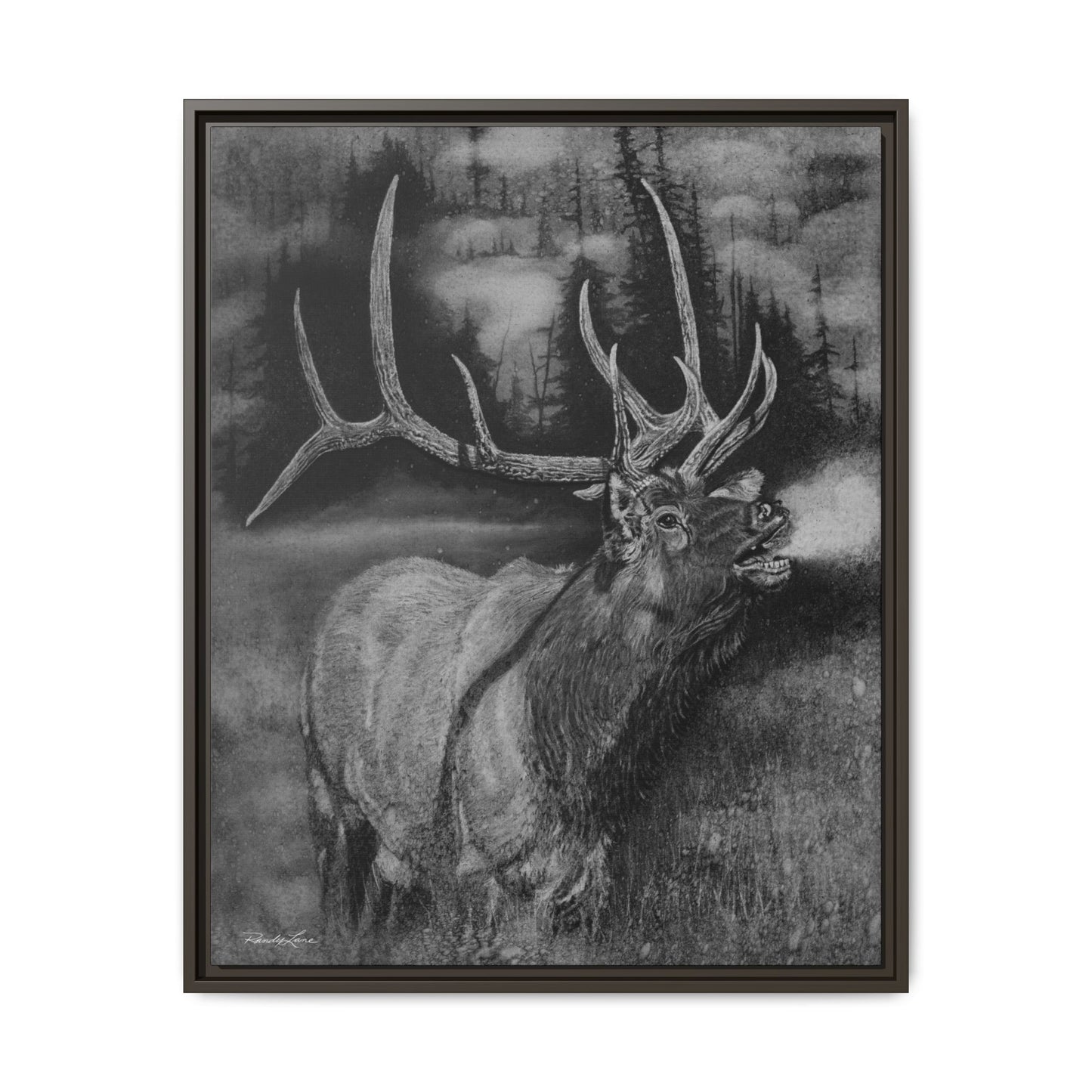 Mountain Music, Framed Elk Matte Canvas Print
