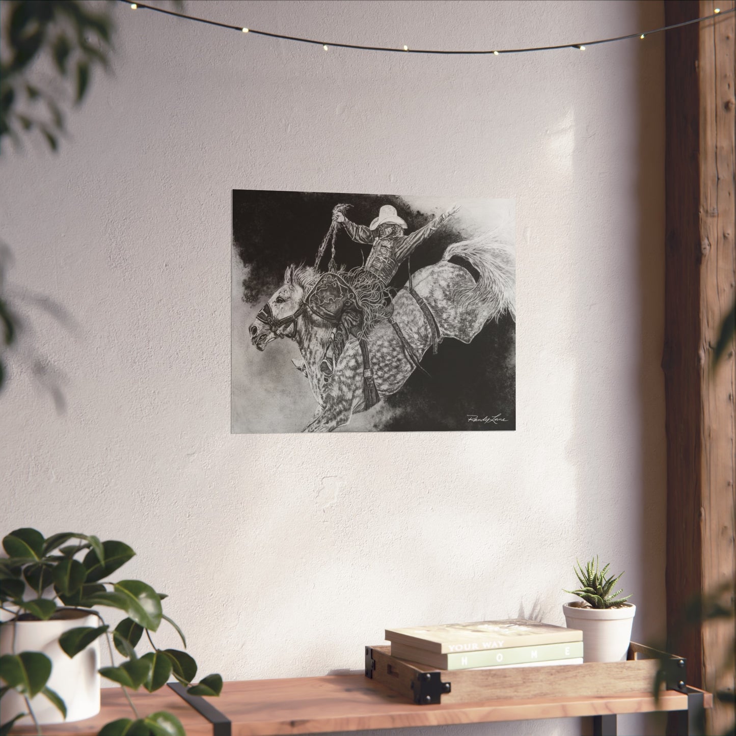 Big Grey, Rodeo Bareback Bronc Painting Fine Art Print