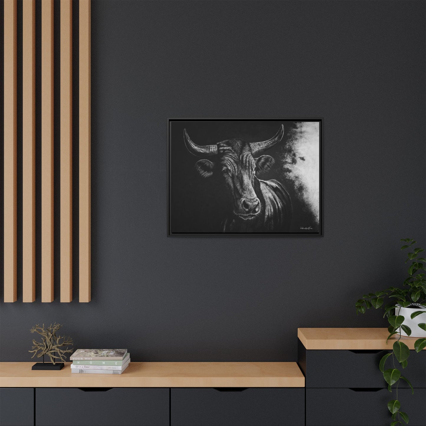 Stonebreaker. Bucking Bull Framed Stretch Matte Canvas Print