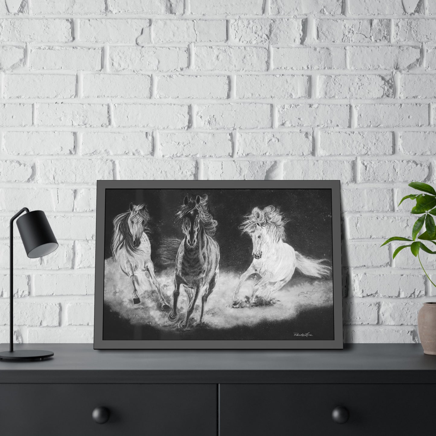 Midnight Run. Framed Fine Art Horse Print