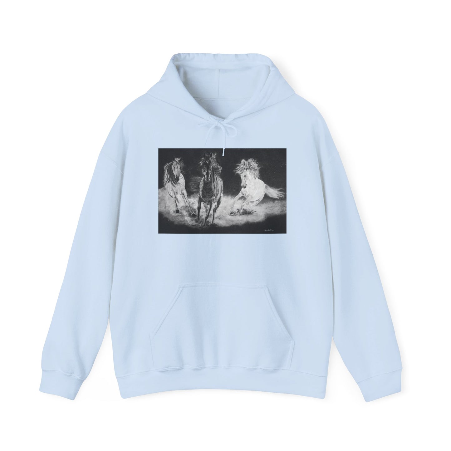 Midnight Run. Horse Cozy Unisex Hooded Pullover