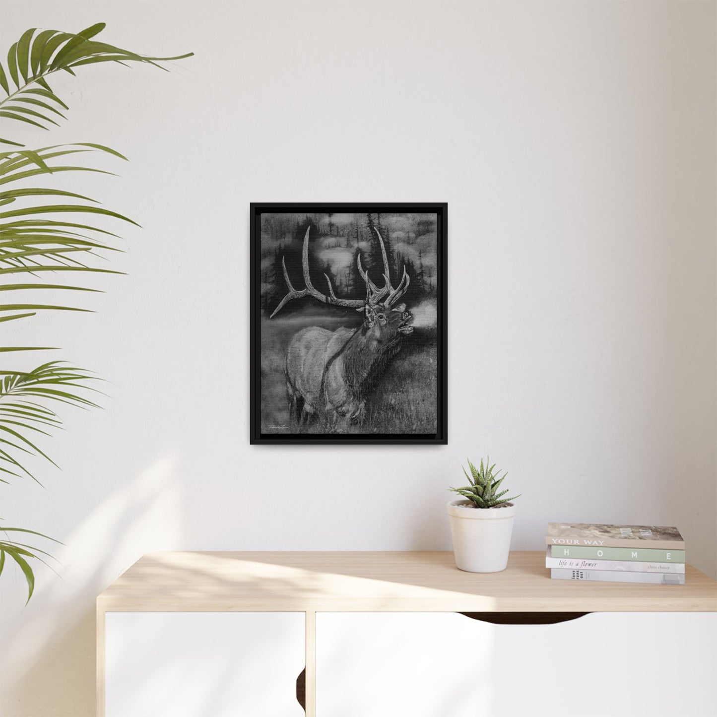 Mountain Music, Framed Elk Matte Canvas Print