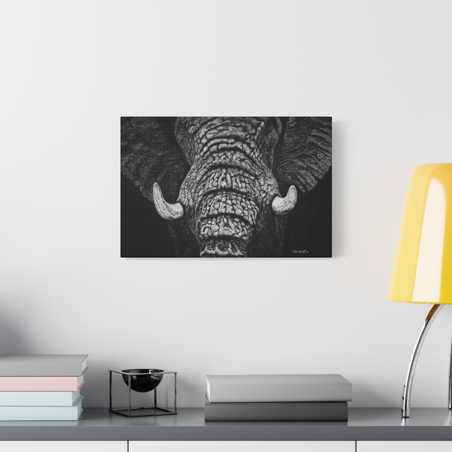 Ebony and Ivory, Stretched Canvas Wall Art Featuring Majestic Elephant