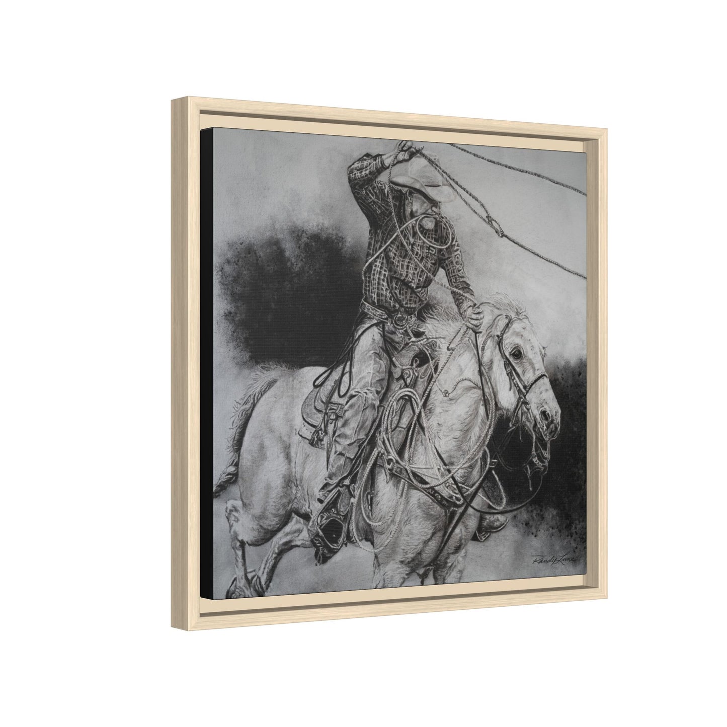 Let it Fly, Rodeo Tie-down Roper Painting, Matte Framed Stretched Canvas
