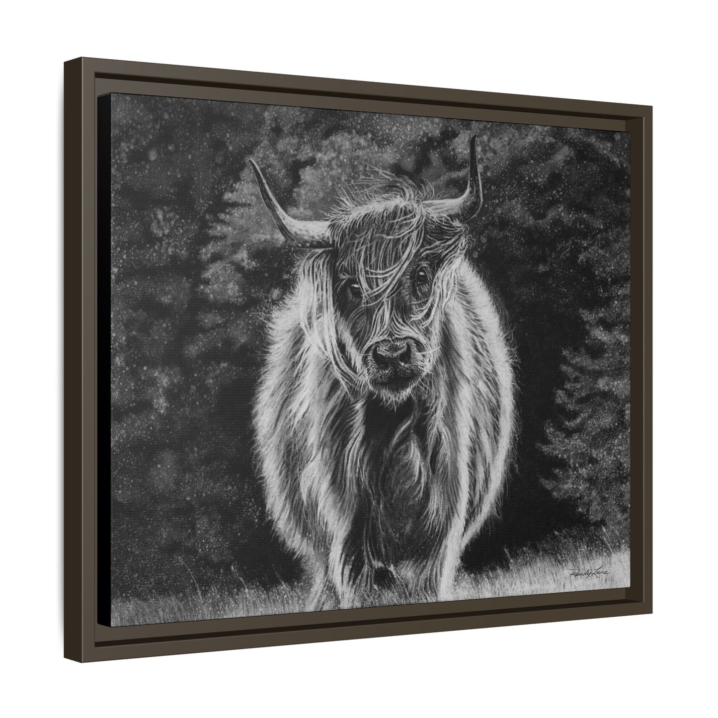Ragamuffin. Highland Cow Framed Stretched Matte Canvas Print