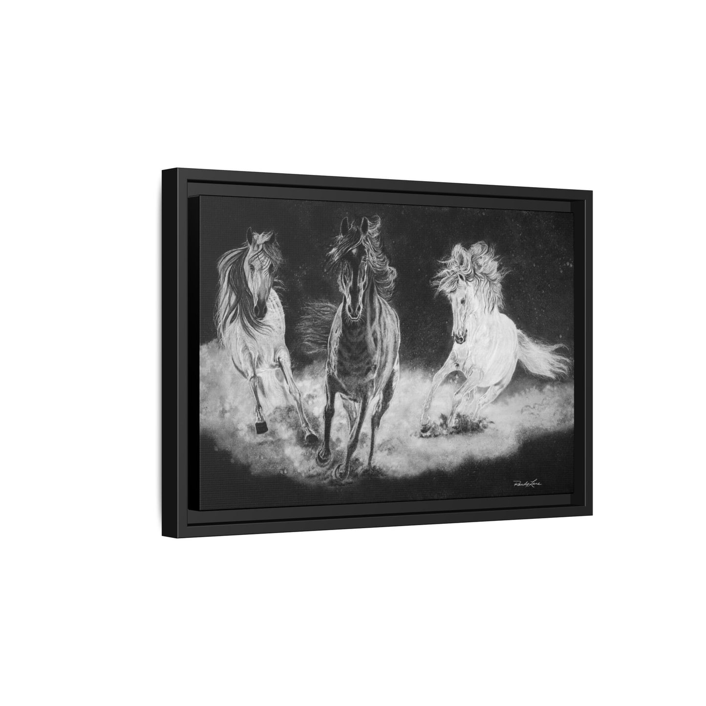 Midnight Run. Framed Stretched Matte Canvas Fine Art Horse Print