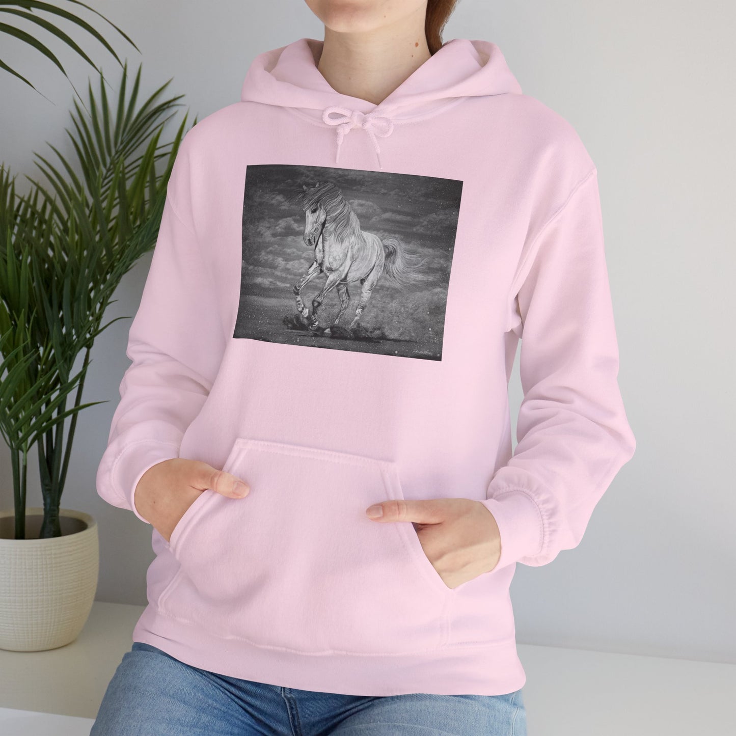 Equine Elegance. Prancing Horse Print Hooded Sweatshirt