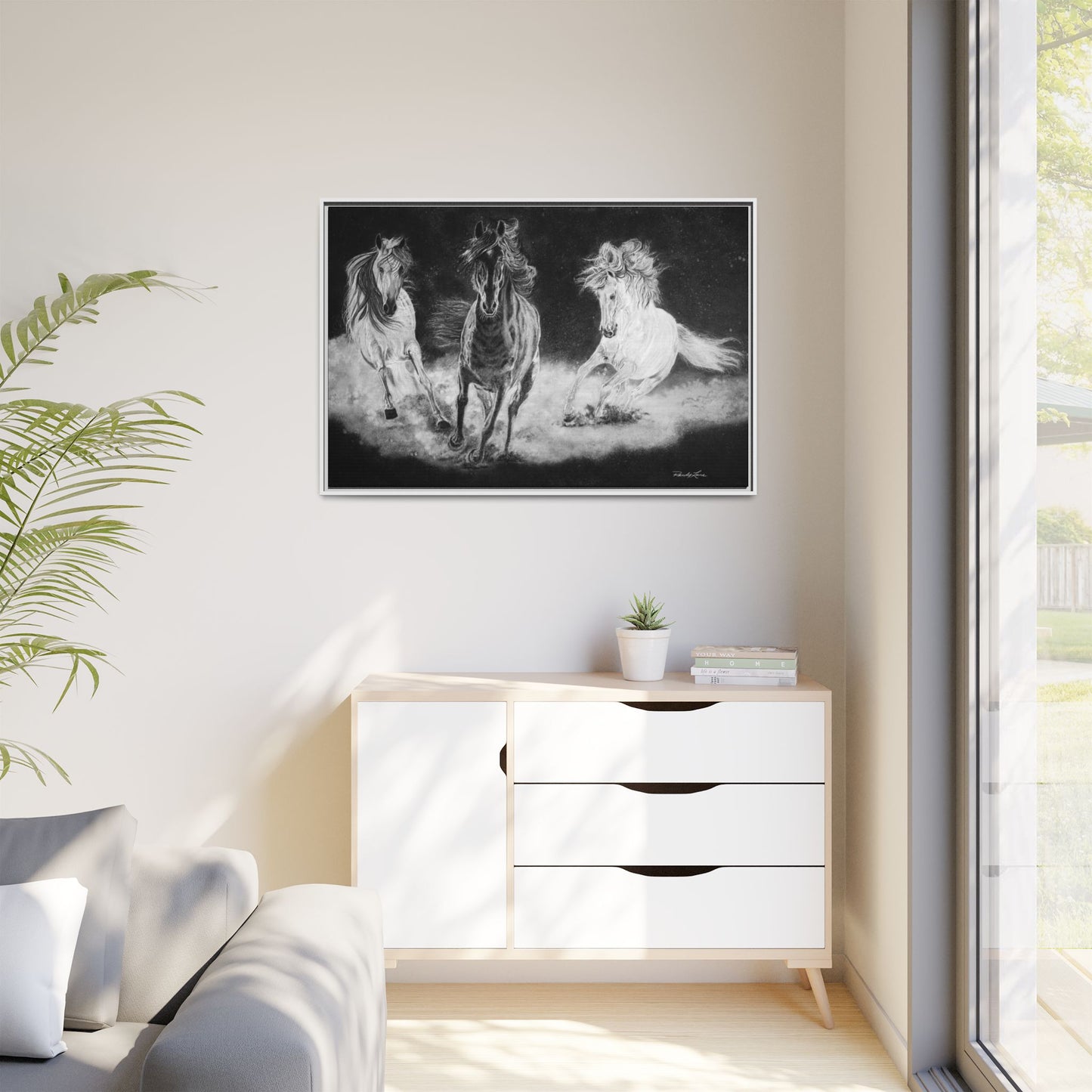 Midnight Run. Framed Stretched Matte Canvas Fine Art Horse Print