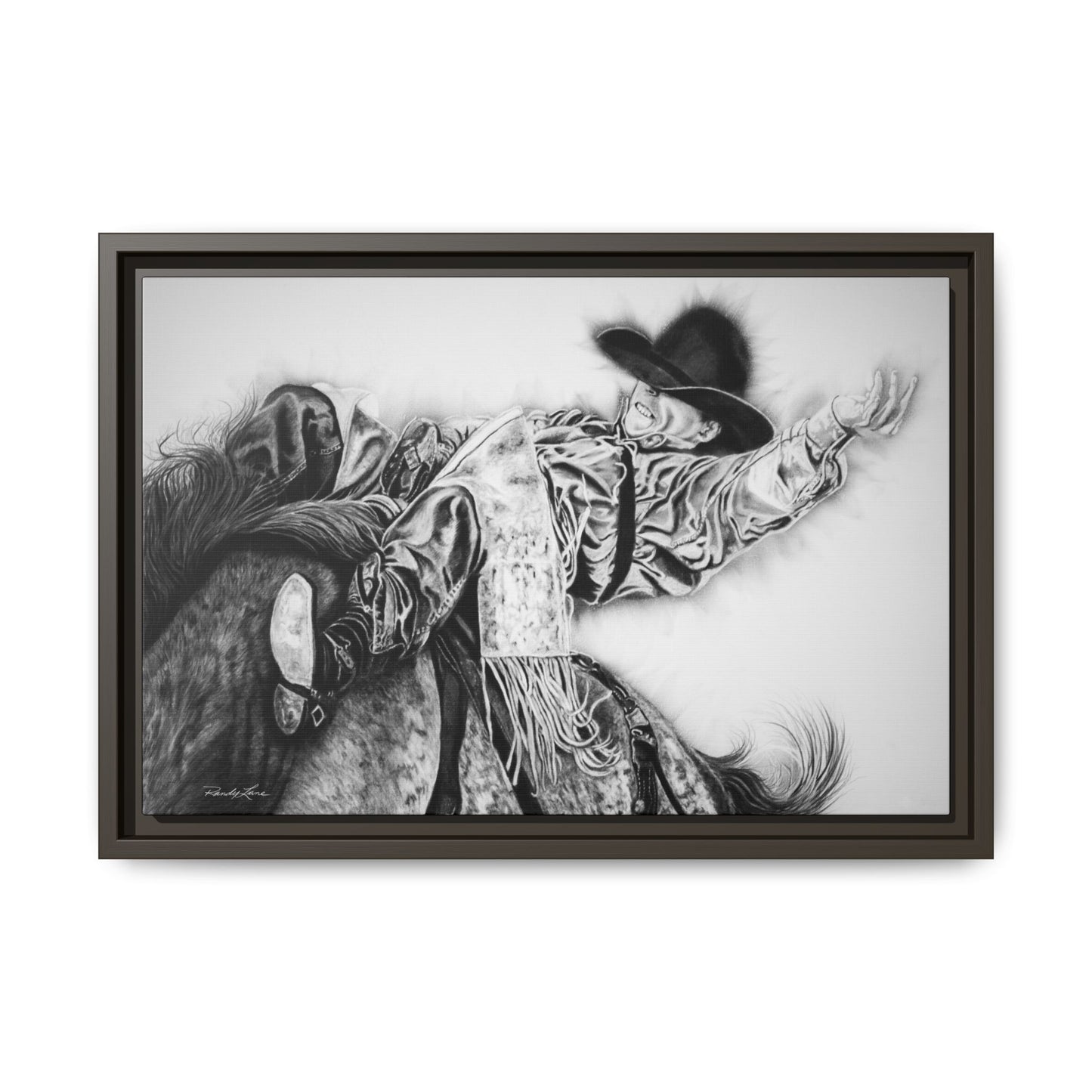 Go Time. Stretched Matte Canvas Framed Rodeo Art Print