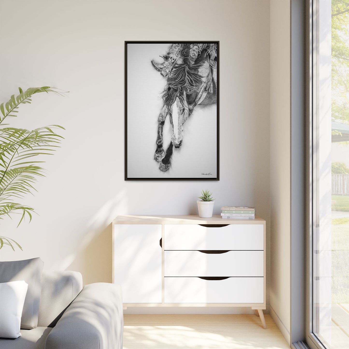Crazy 8. Framed Stretched Matte Canvas Rodeo Art Print