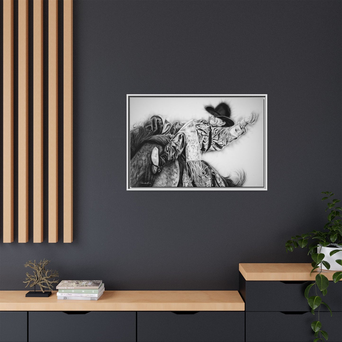 Go Time. Stretched Matte Canvas Framed Rodeo Art Print