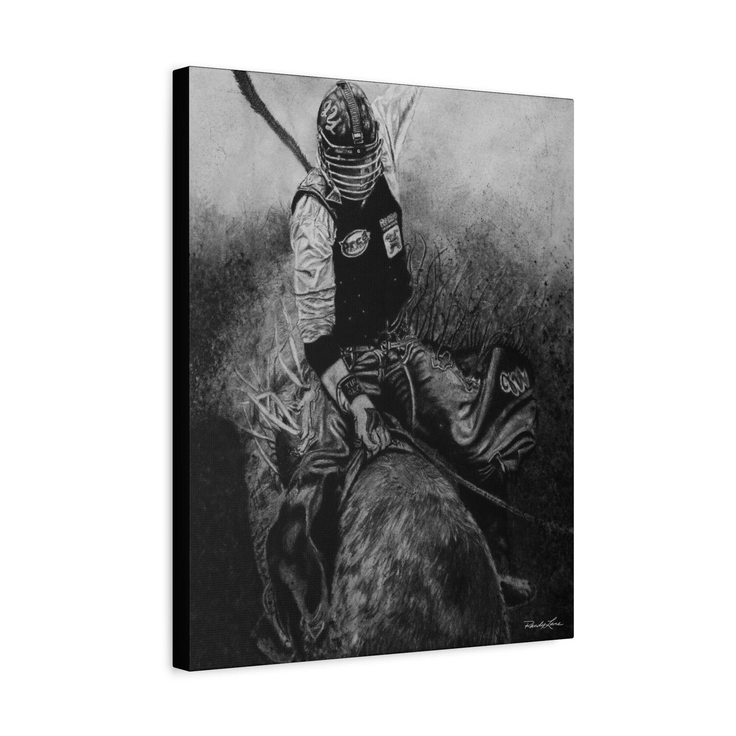 Gettin Frosty. Bull Rider stretched Matte Canvas Print