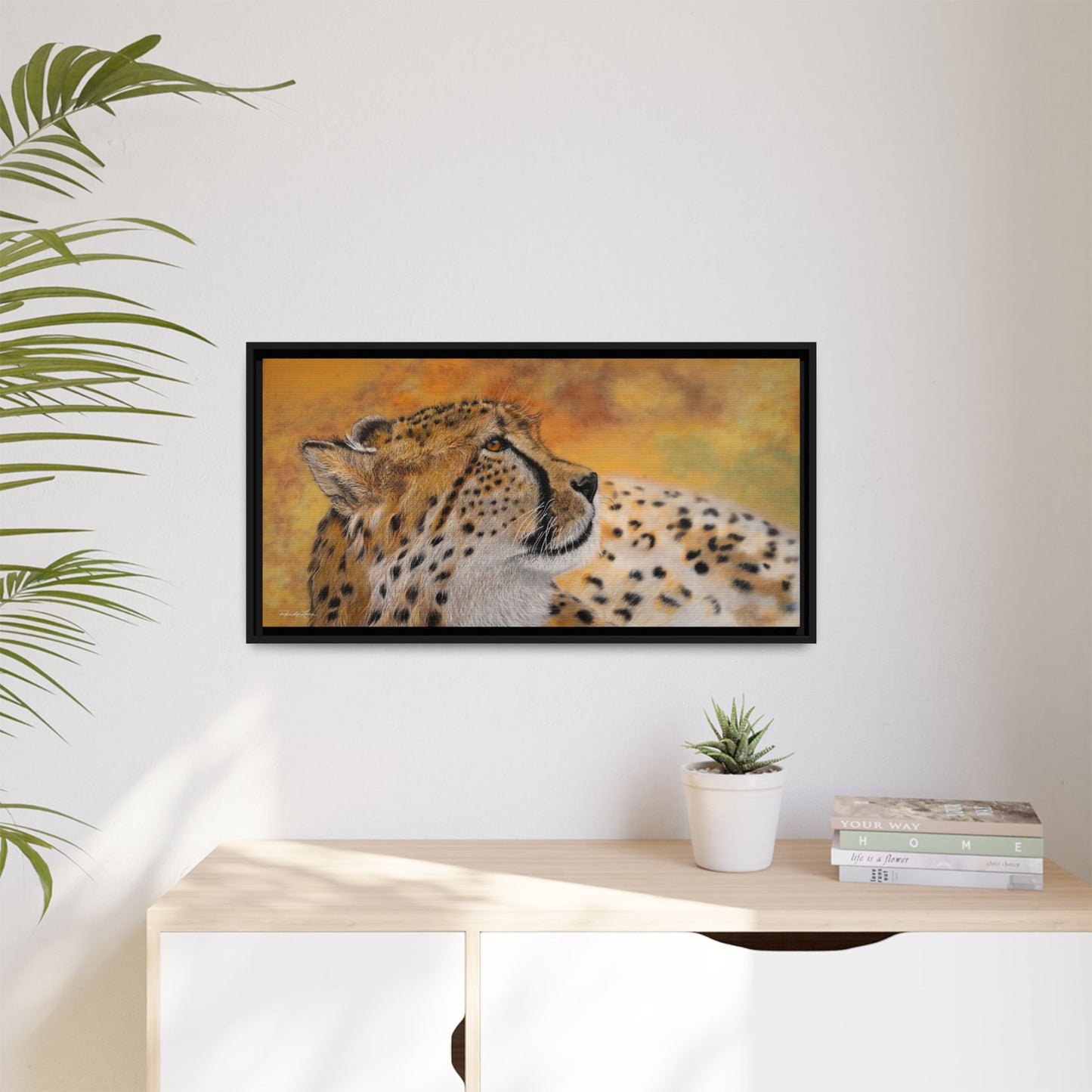 Cheetah Chill, Framed Cheetah Canvas Art
