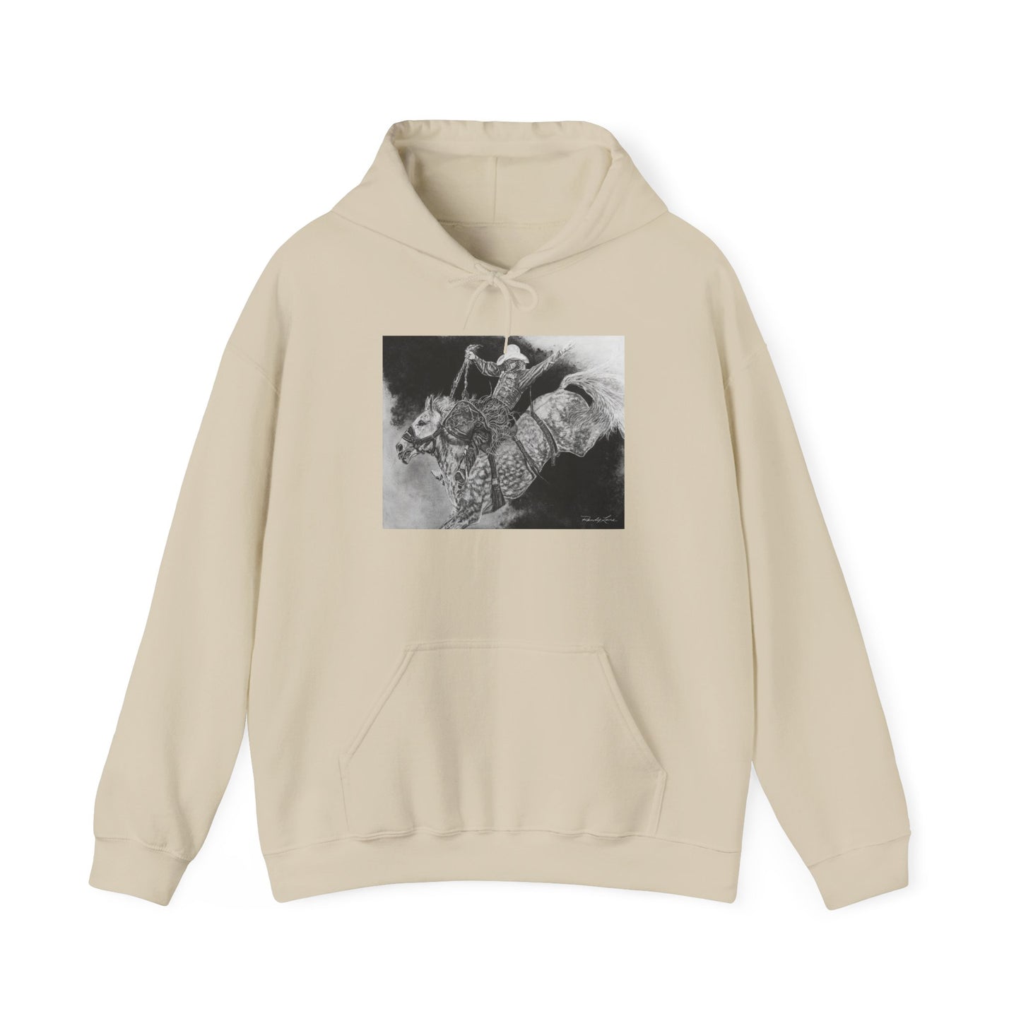 Big Grey, Rodeo Bareback Bronc Painting Hoodie Sweatshirt